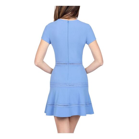 B DARLIN Womens Short Sleeve Jewel Neck Short Fit + Flare Dress - Picture 2 of 4